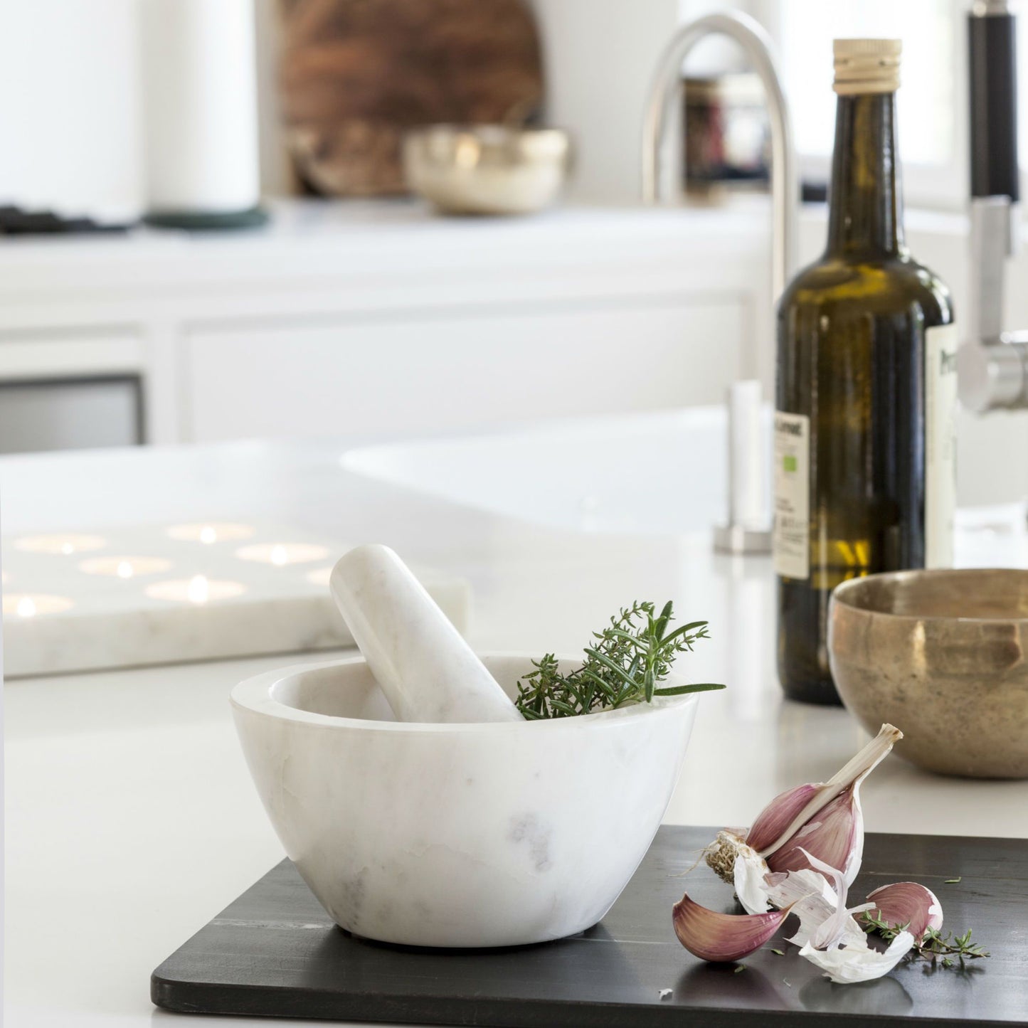 MARBLE MORTAR, WHITE