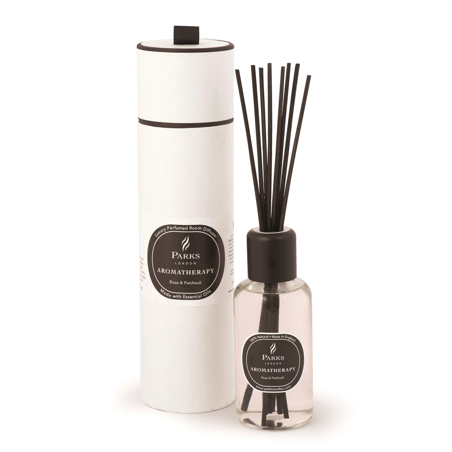 Parks London Rose Patchouli reed diffuser in luxury gift box, natural essential oils