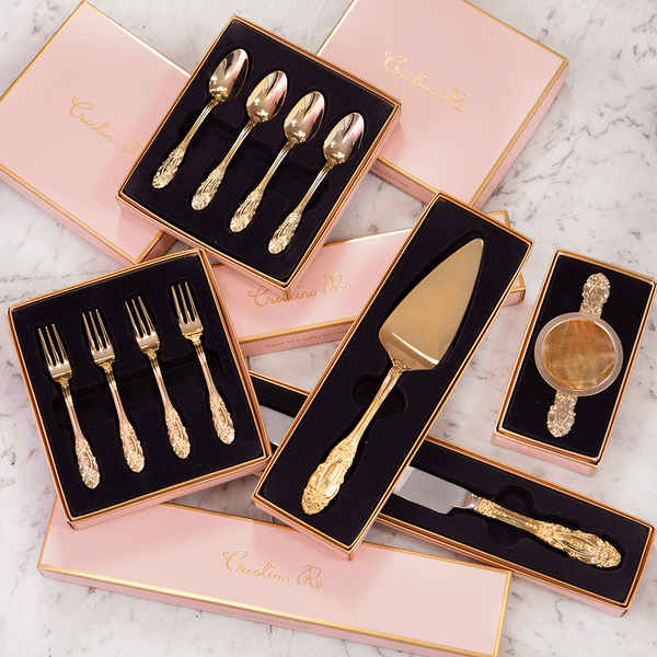 SIGNATURE CUTLERY VINTAGE SPOON SET OF 4 - 24 ct Gold Plated